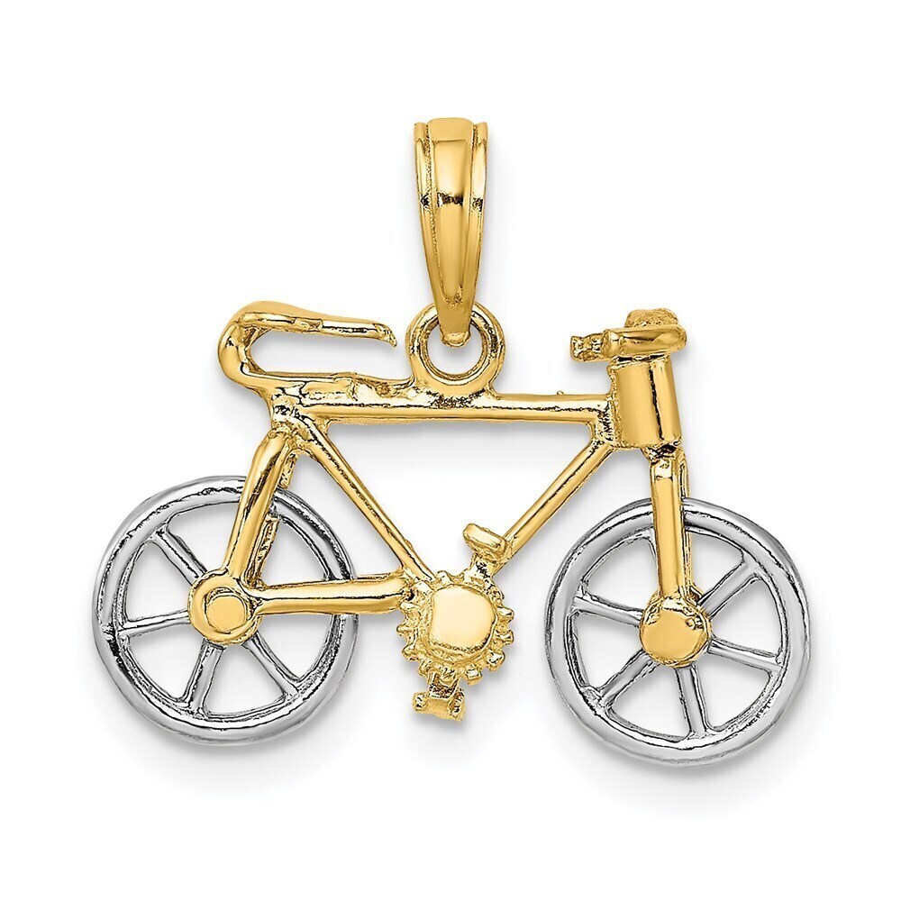 Kazi Luxury 14k Two-tone 3-D Bicycle w/ Moveable Tires Charm